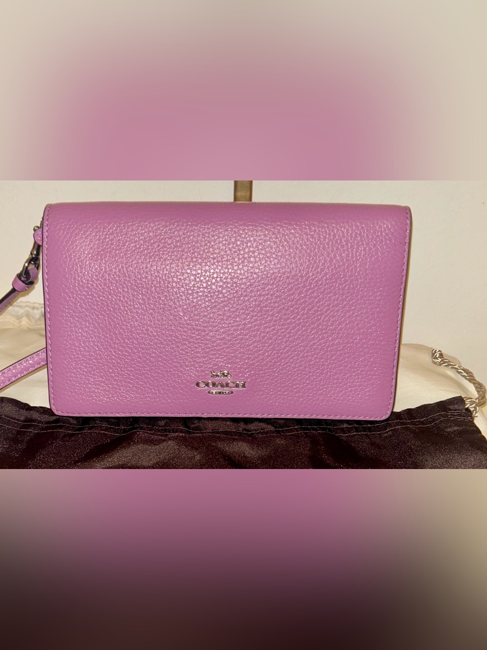 Coach Pink Pebbled Leather Crossbody Wallet